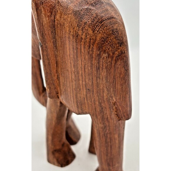 Vintage Hand Carved Wooden Elephant Figurine Rosewood Primitive Africa‎ 5.5"H - Picture 9 of 12